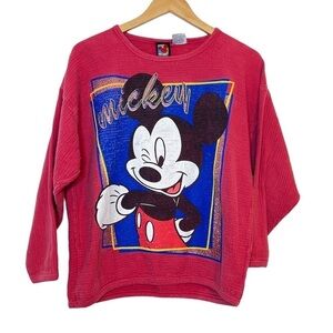 Vintage Disney Mickey Long Sleeve Graphic Crew Neck Top M/L